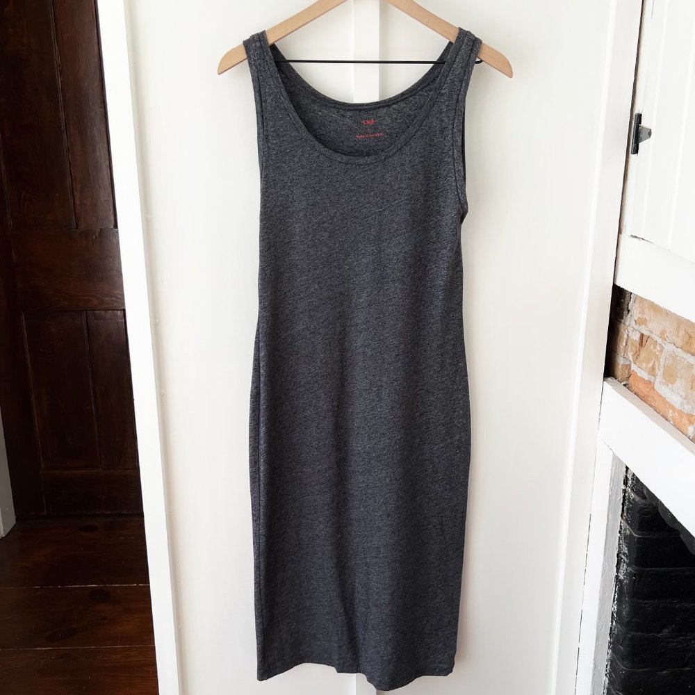 LNA heathered grey tank midi dress